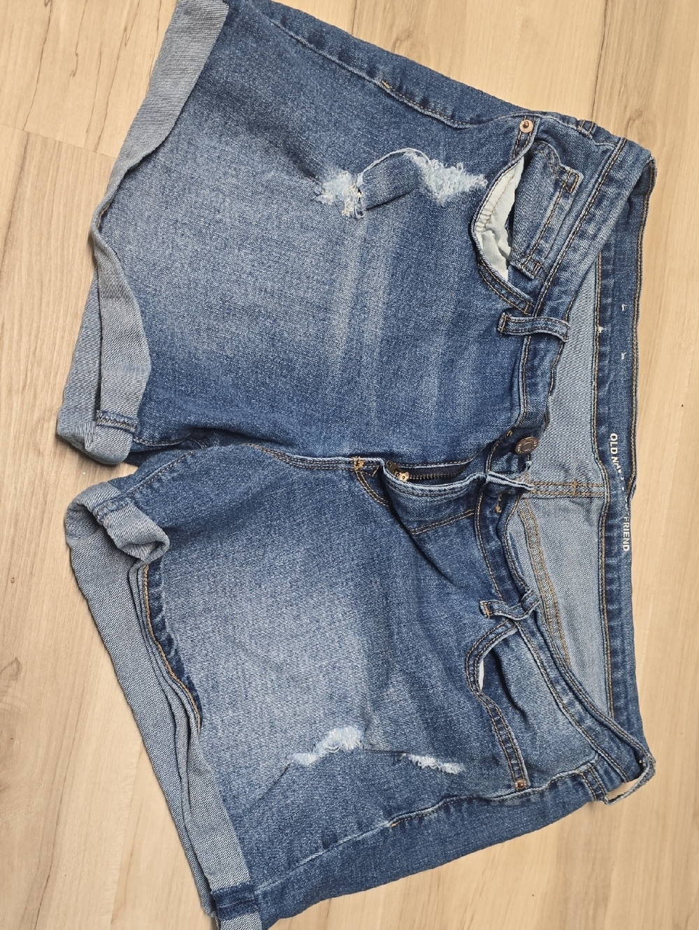 Old Navy Distressed Blue Denim Cuffed Shorts
